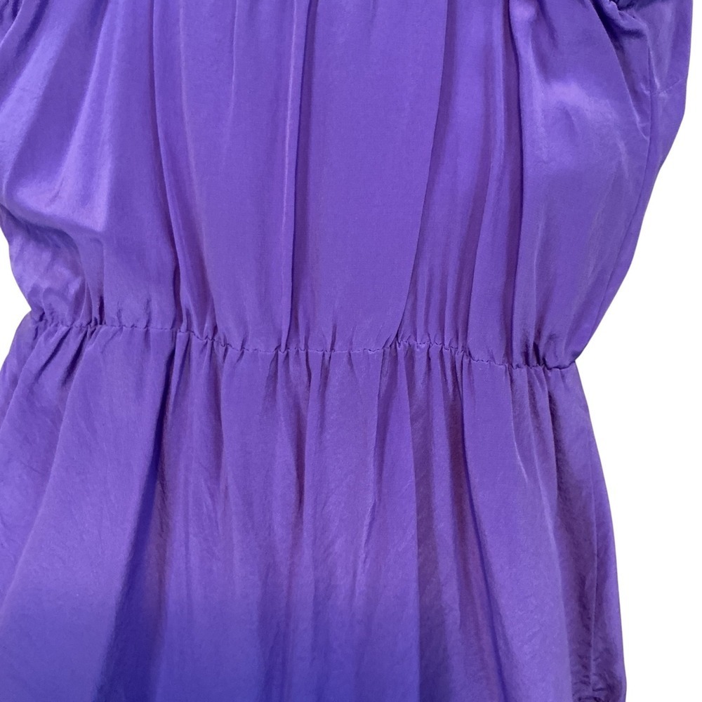 Amanda Uprichard Cami Womens P Purple Ruffle Tiered Silk Elastic Waist Blouse - Picture 9 of 11